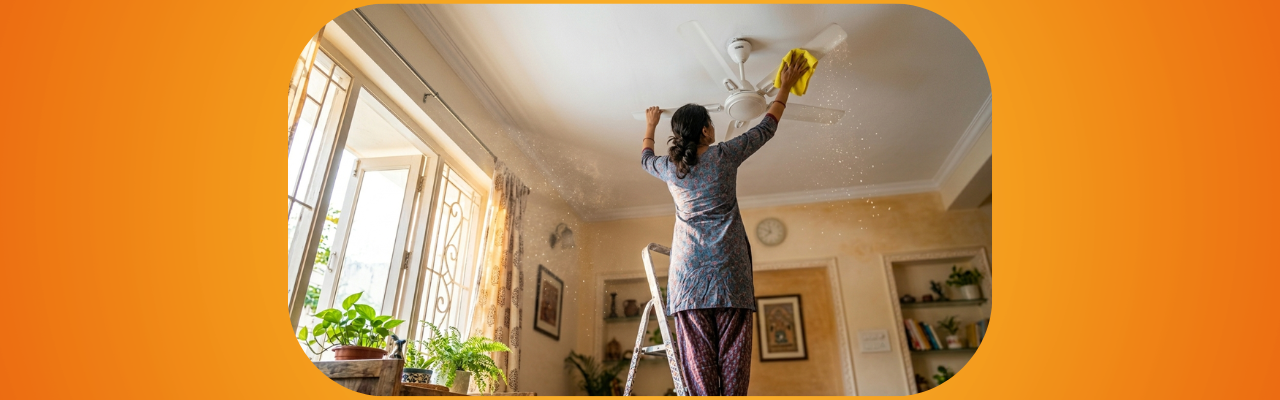 How to Clean Ceiling Fans and Walls Without Making a Mess